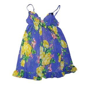 Betsey Johnson Betseyville babydoll nightie nightgown pajama floral sheer medium